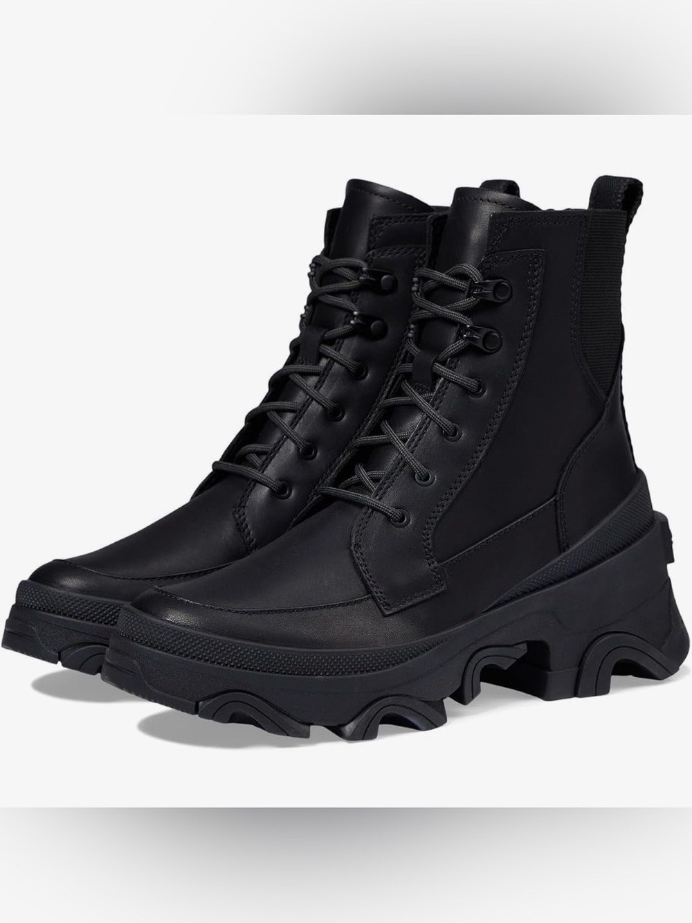 New Sorel Women's Brex Boot Lace Up Waterproof Boots Black Jet Leather 7.5